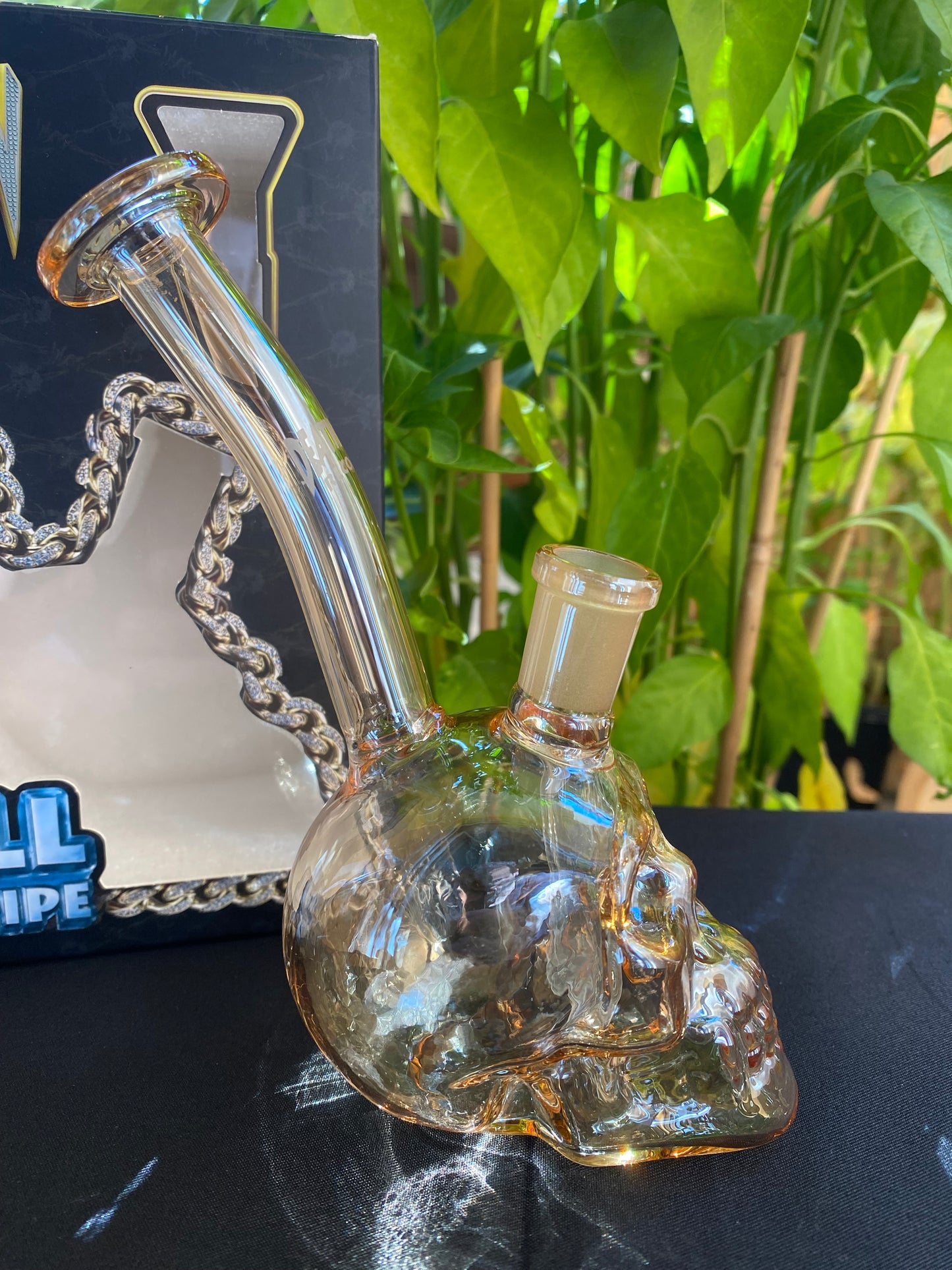 Death Row Records Wasserpfeife 5,5" - Totenkopf Design Metallic mit 14mm Kopf