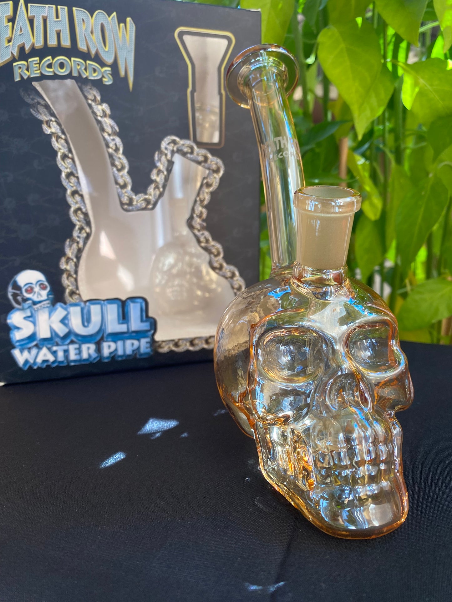 Death Row Records Wasserpfeife 5,5" - Totenkopf Design Metallic mit 14mm Kopf