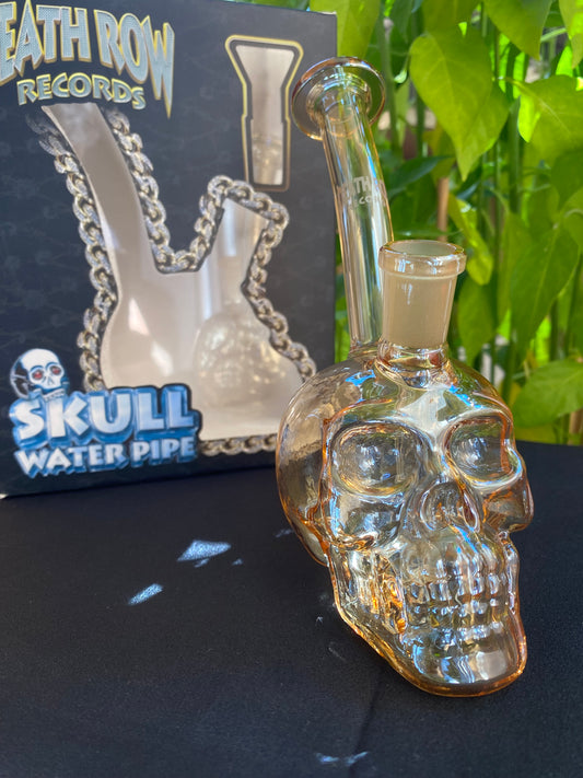 Death Row Records Wasserpfeife 5,5" - Totenkopf Design Metallic mit 14mm Kopf