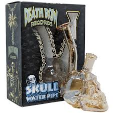 Death Row Records – 5,5 Zoll große Wasserpfeife mit Totenkopfmotiv in verschiedenen Metallic-Farben – mit 14-m-Kopf